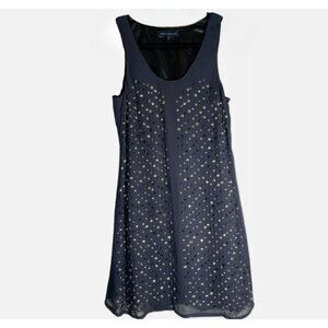 French Connection Beaded Studded Navy Blue Shift Dress